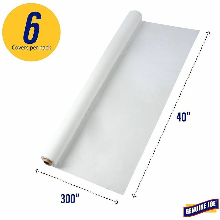 Image of Genuine Joe Table Cover Roll, Plastic, 40"x300', White