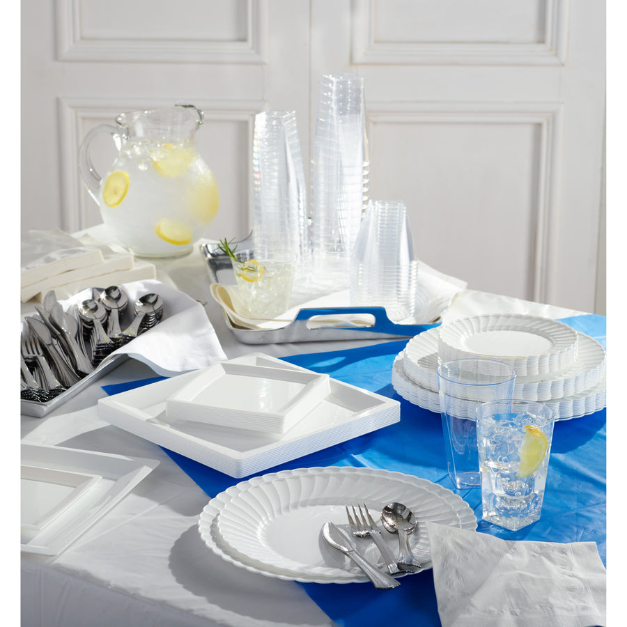 Image of Genuine Joe 10325 Plastic Rectangular Table Covers, 108" L x 54" Width, Plastic, Blue, 6 / Pack