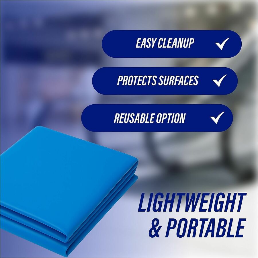 Image of Genuine Joe 10325 Plastic Rectangular Table Covers, 108" L x 54" Width, Plastic, Blue, 6 / Pack