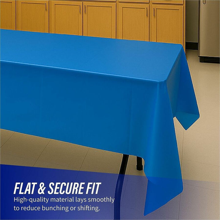 Image of Genuine Joe 10325 Plastic Rectangular Table Covers, 108" L x 54" Width, Plastic, Blue, 6 / Pack