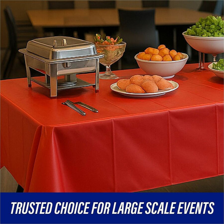 Image of Genuine Joe Table Covers, Plastic, 54"x108", 6/PK, Red