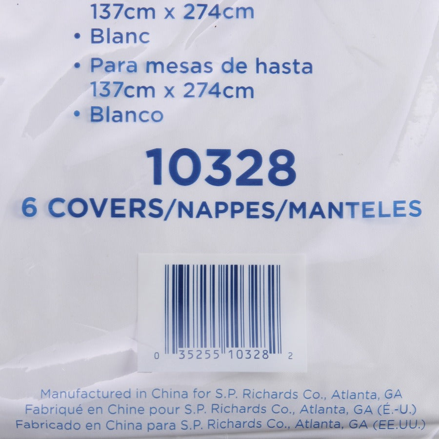 Image of Genuine Joe Table Covers, Plastic, 54"x108", 6/PK, White