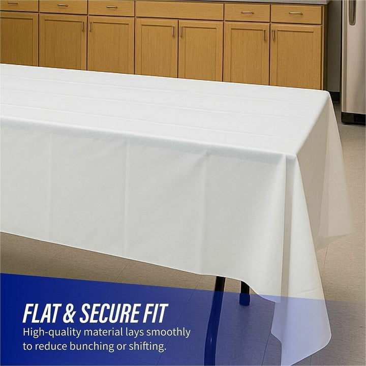 Image of Genuine Joe Table Covers, Plastic, 54"x108", 6/PK, White