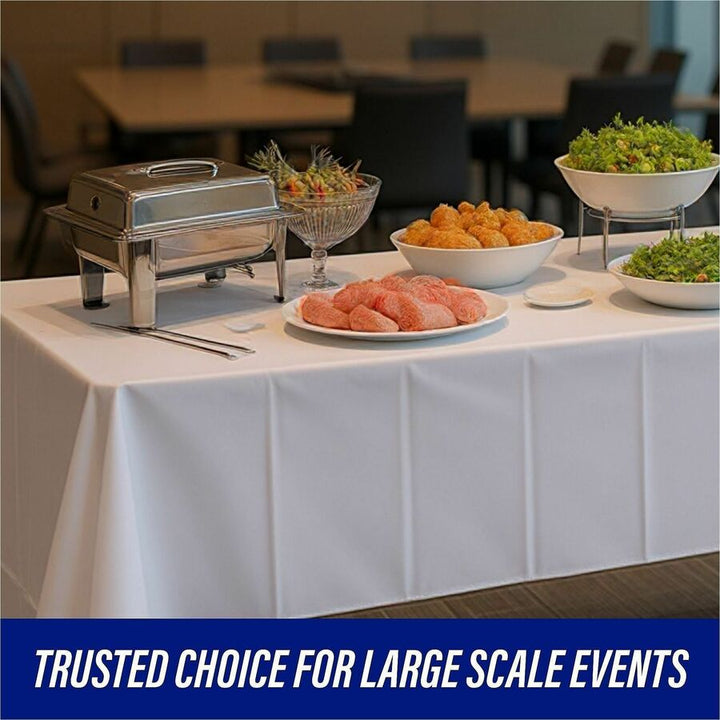 Image of Genuine Joe Table Covers, Plastic, 54"x108", 6/PK, White