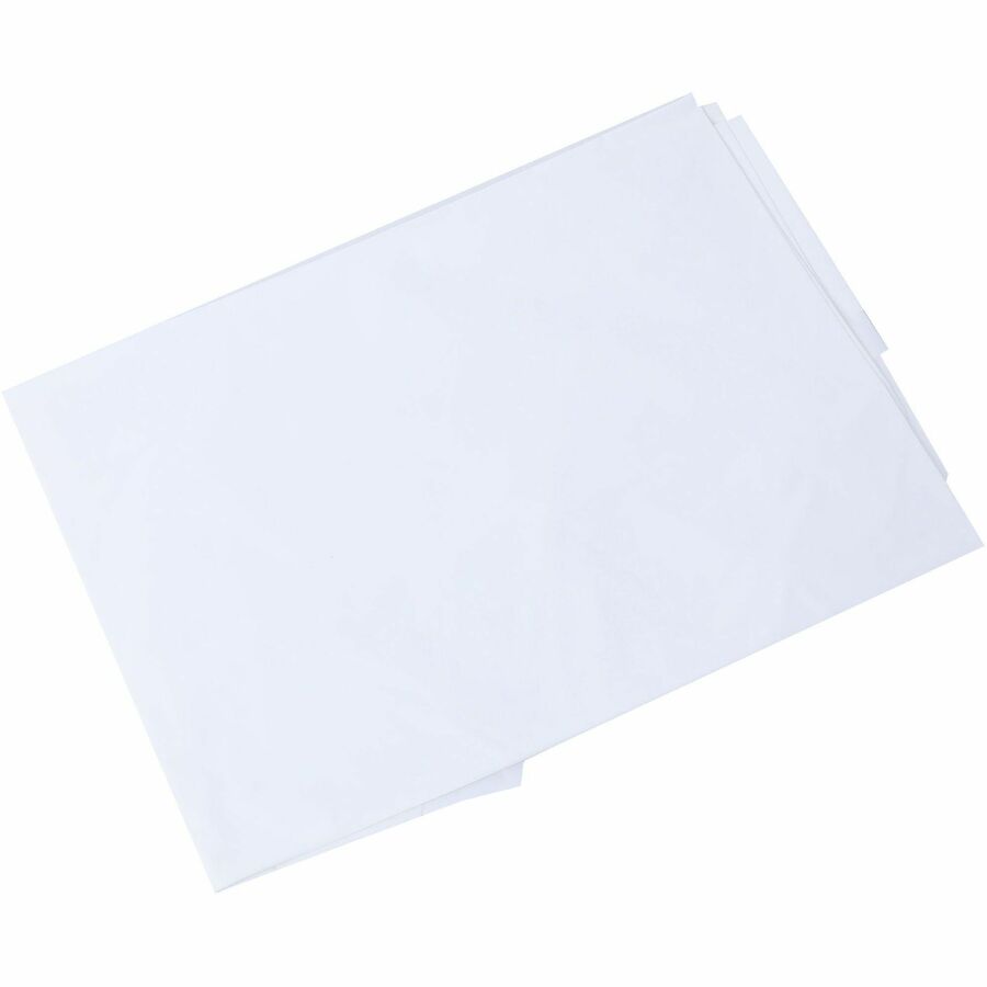 Image of Genuine Joe 10330 Plastic Round Tablecovers, 84" Diameter, Plastic, White, 6 / Pack