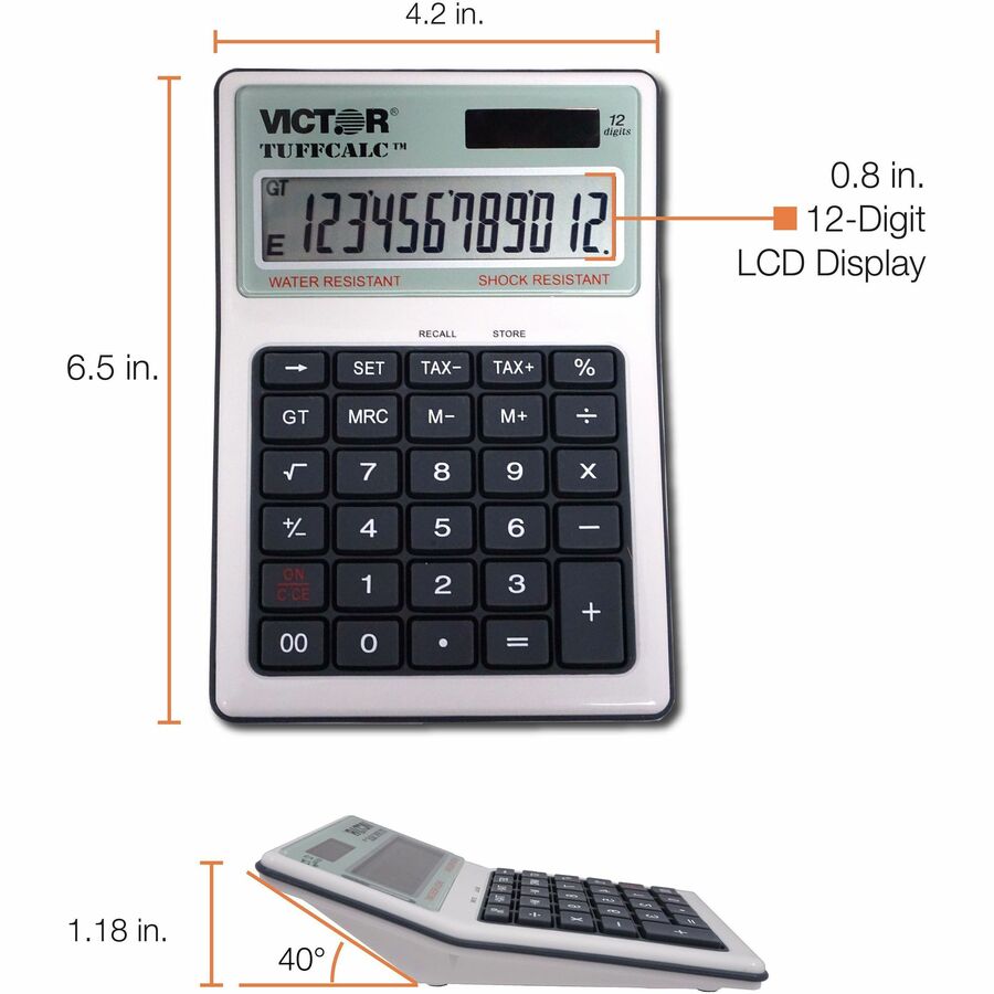 Image of Victor® Tuffcalc Desktop Calculator, 12-Digit Lcd