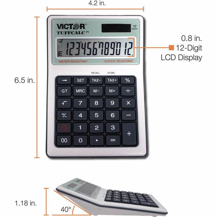 Image of Victor® Tuffcalc Desktop Calculator, 12-Digit Lcd
