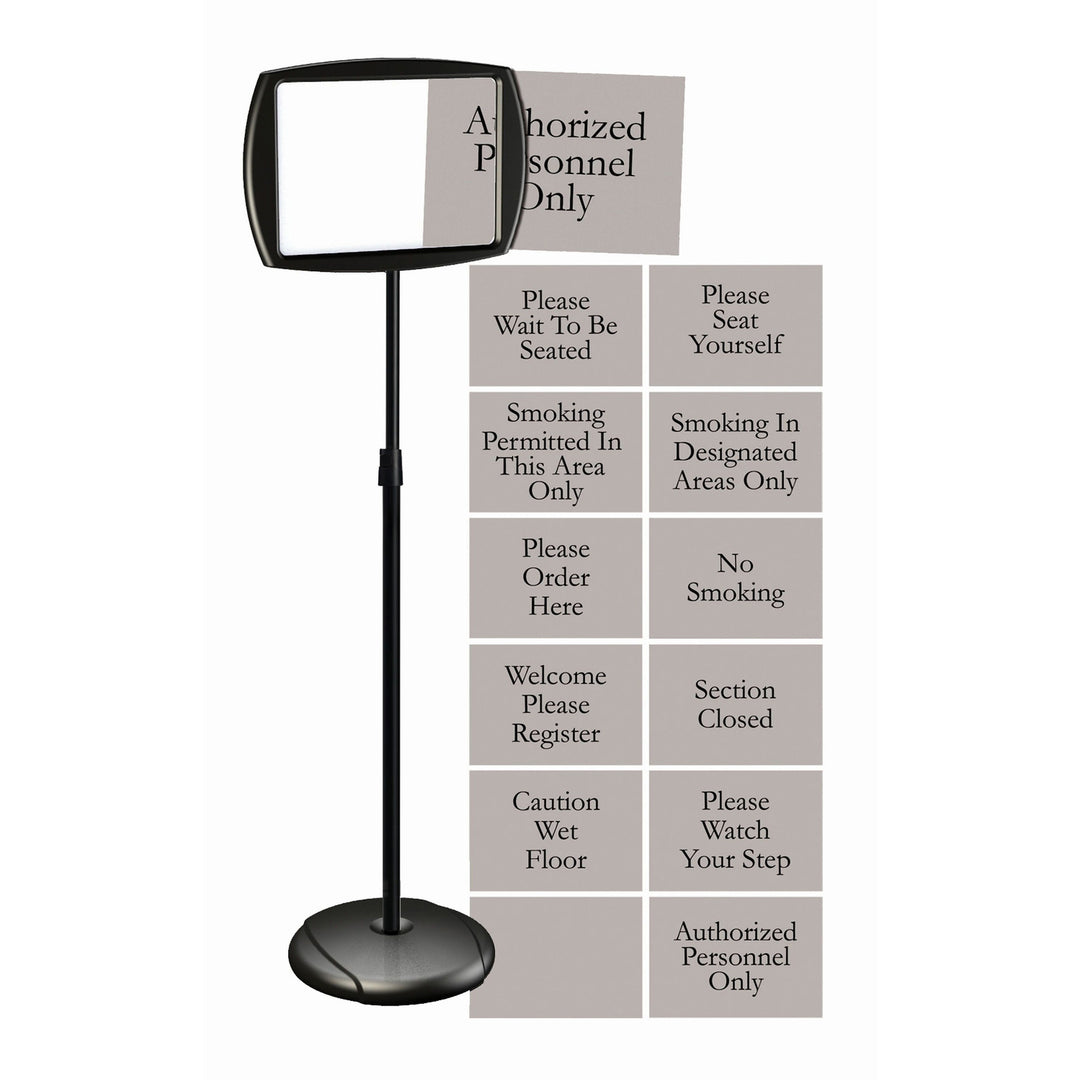 Image of Bi-silque Floor Pedestal Sign, Interchangeable, 11"x15"x65", Black