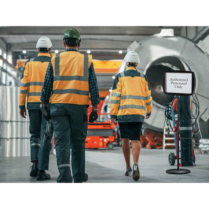 Image of Bi-silque Floor Pedestal Sign, Interchangeable, 11"x15"x65", Black