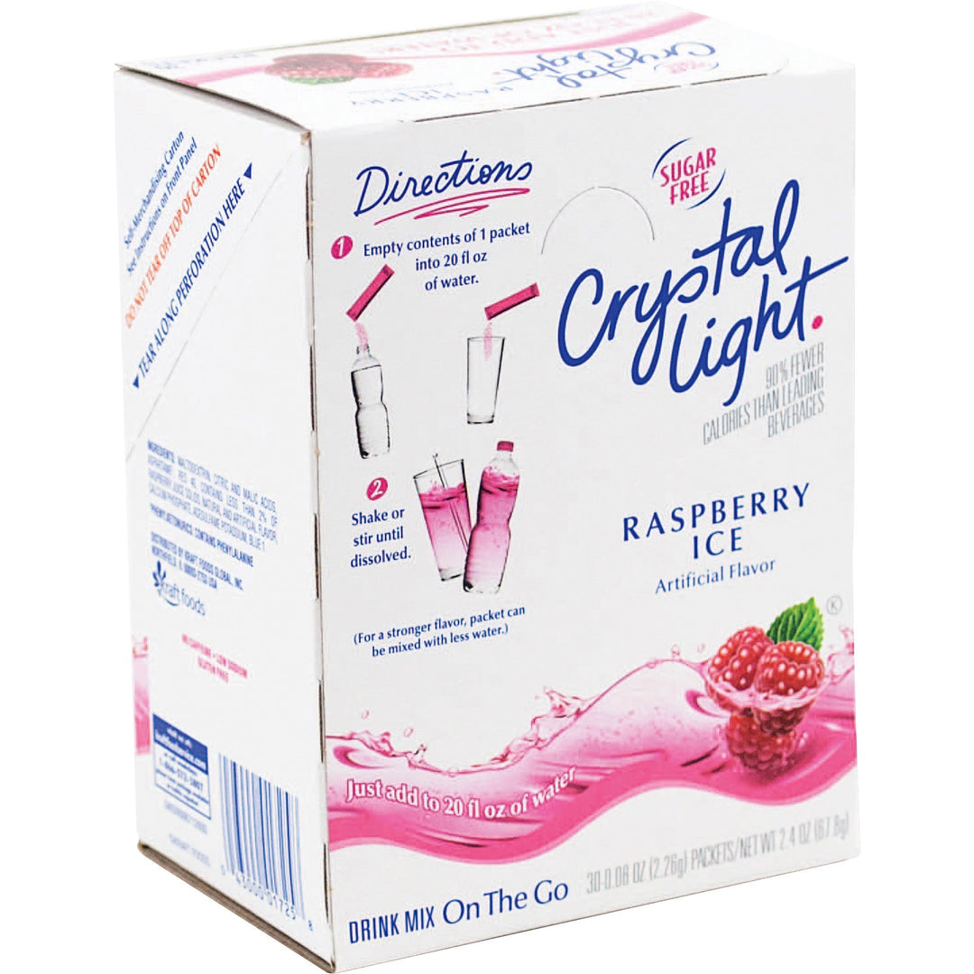 Image of Crystal Light On The Go 7980 On-The-Go Raspberry Mix Sticks, Powder, 0.08 oz, Raspberry Ice, 30 / Box
