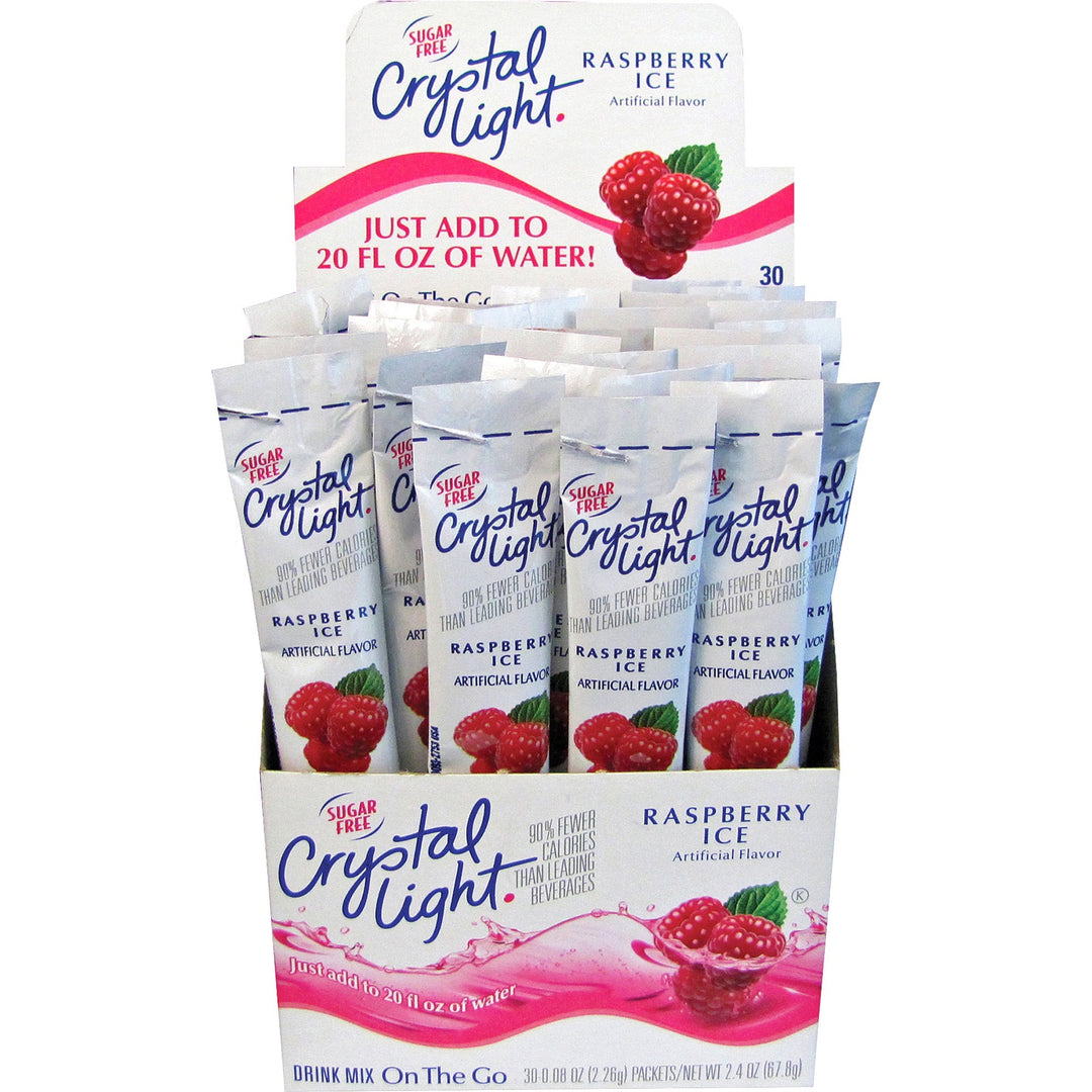 Image of Crystal Light On The Go 7980 On-The-Go Raspberry Mix Sticks, Powder, 0.08 oz, Raspberry Ice, 30 / Box