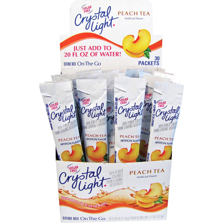 Image of Crystal Light On The Go 79730 On-The-Go Mix Peach Sticks, Powder, 0.09 oz, Peach Tea, 30 / Box