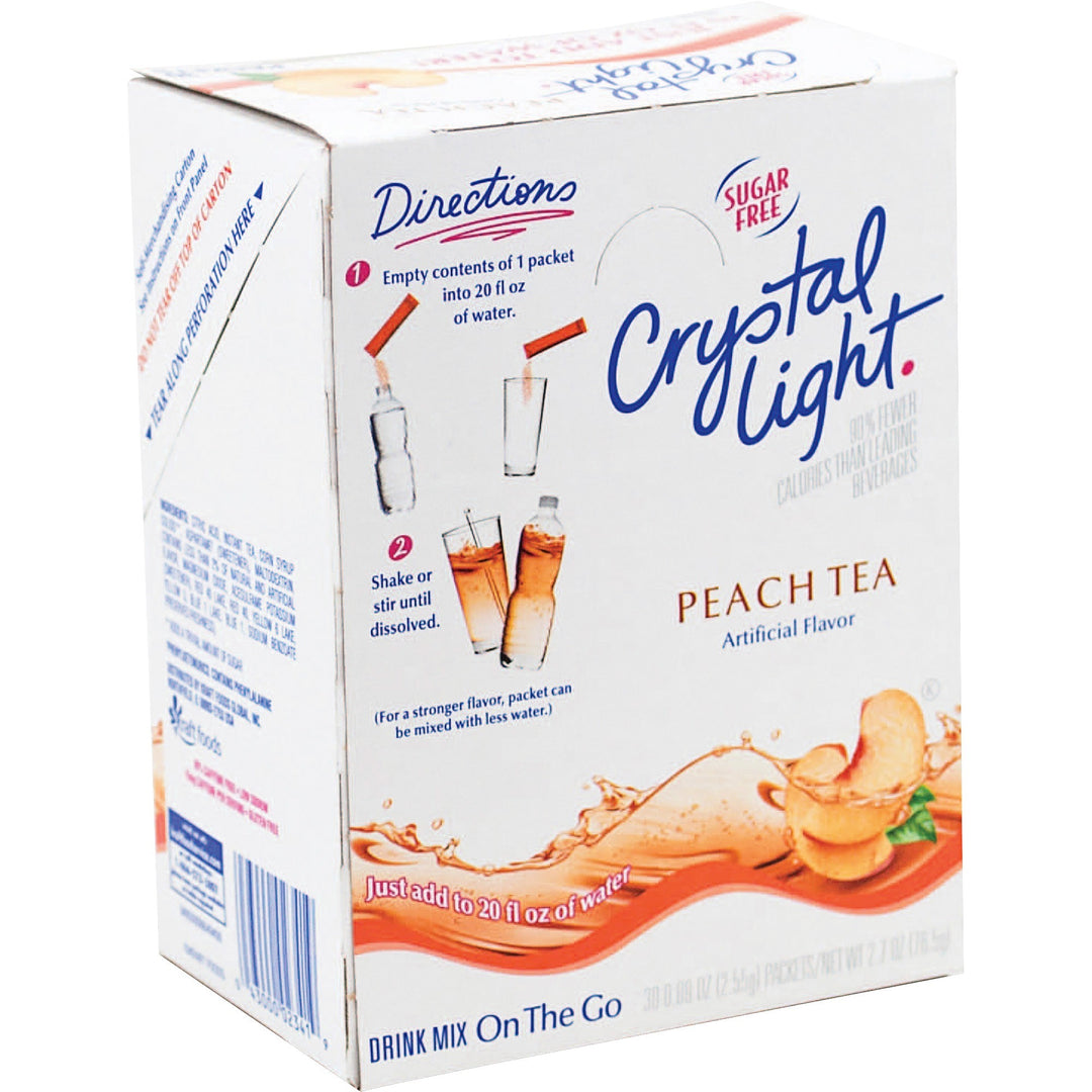Image of Crystal Light On The Go 79730 On-The-Go Mix Peach Sticks, Powder, 0.09 oz, Peach Tea, 30 / Box