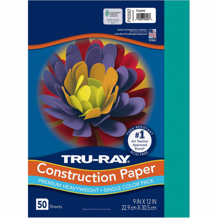 Image of Pacon® Construction Paper, 76lb., 9"x12", 50/PK, Turquoise