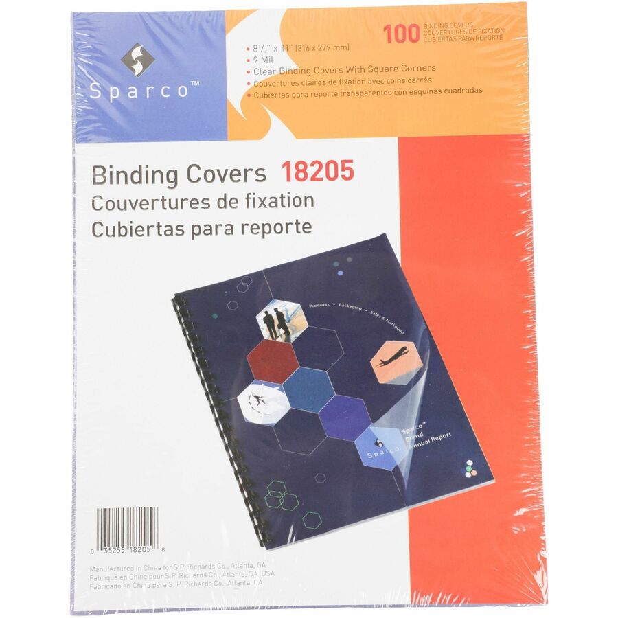 Image of Sparco Presentatn Covers,Sqre Cnr, Pln, 9mil,11"x8-1/2",100/BX,CL