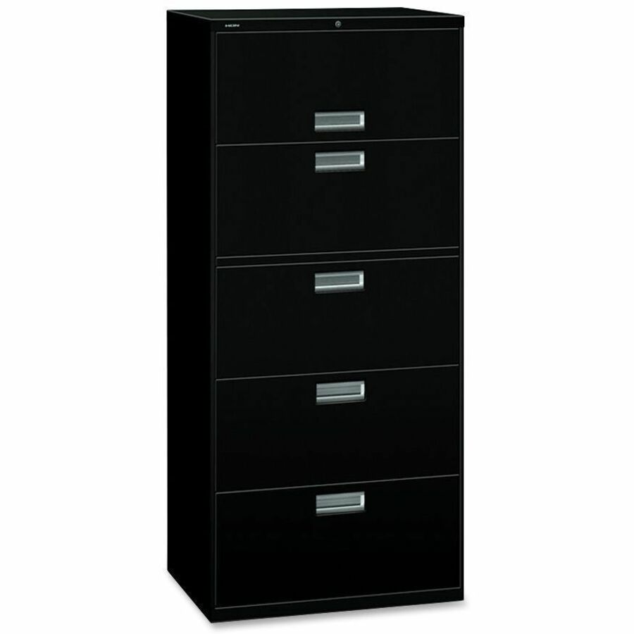Image of HON® Lateral File, 5 Drawer, w/Lock, 30"x18"x64-1/4", Black