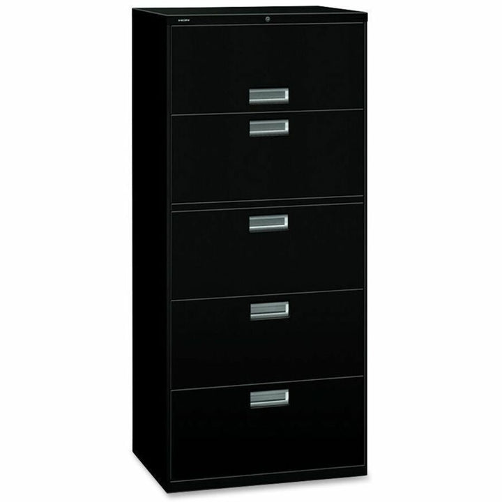Image of HON® Lateral File, 5 Drawer, w/Lock, 30"x18"x64-1/4", Black
