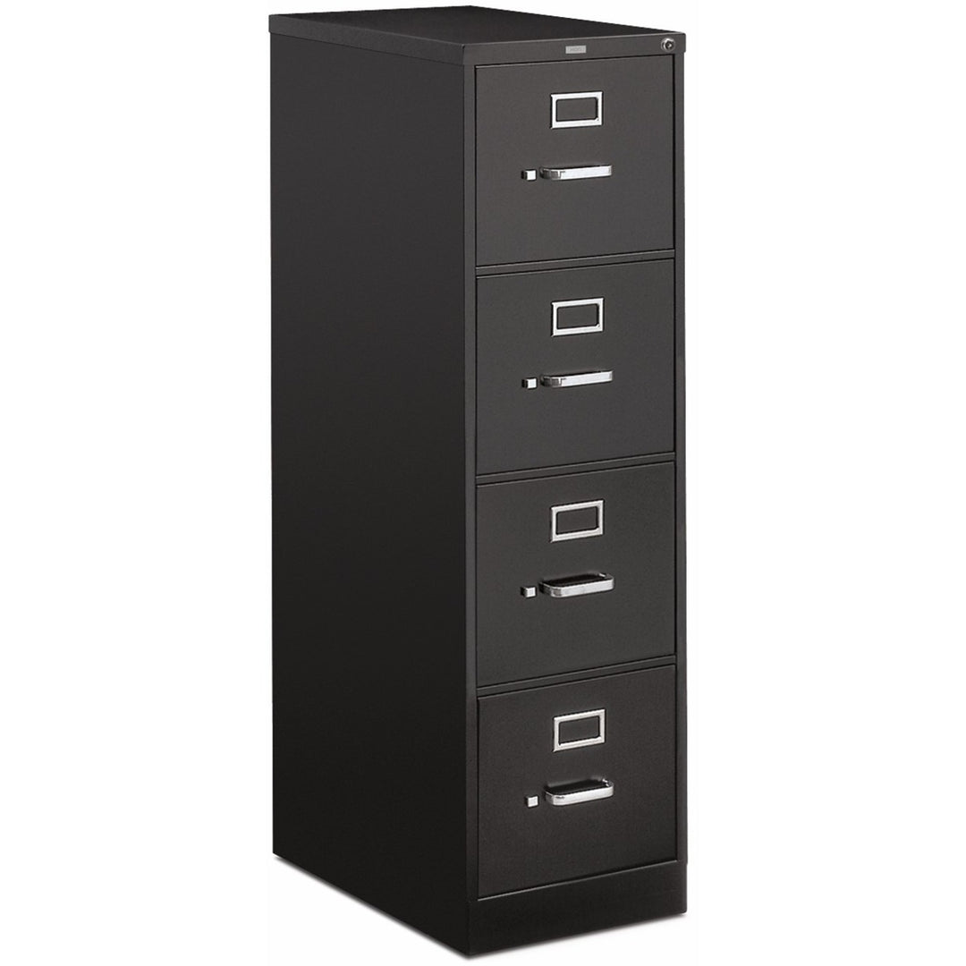 Image of HON® 510 Series Vertical File, 4 Letter-Size File Drawers, Black, 15" X 25" X 52"