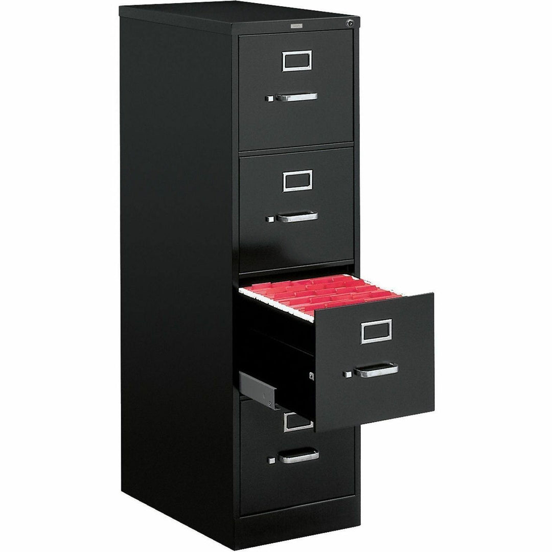 Image of HON® 510 Series Vertical File, 4 Letter-Size File Drawers, Black, 15" X 25" X 52"