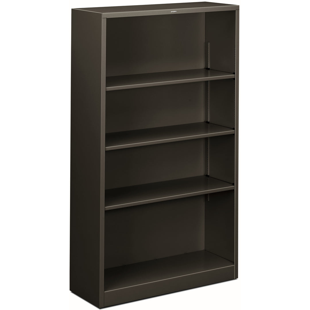 Image of HON® Metal Bookcase, Four-Shelf, 34.5w x 12.63d x 59h, Charcoal