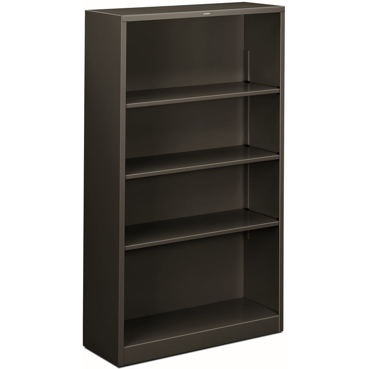 Image of HON® Metal Bookcase, Four-Shelf, 34.5w x 12.63d x 59h, Charcoal