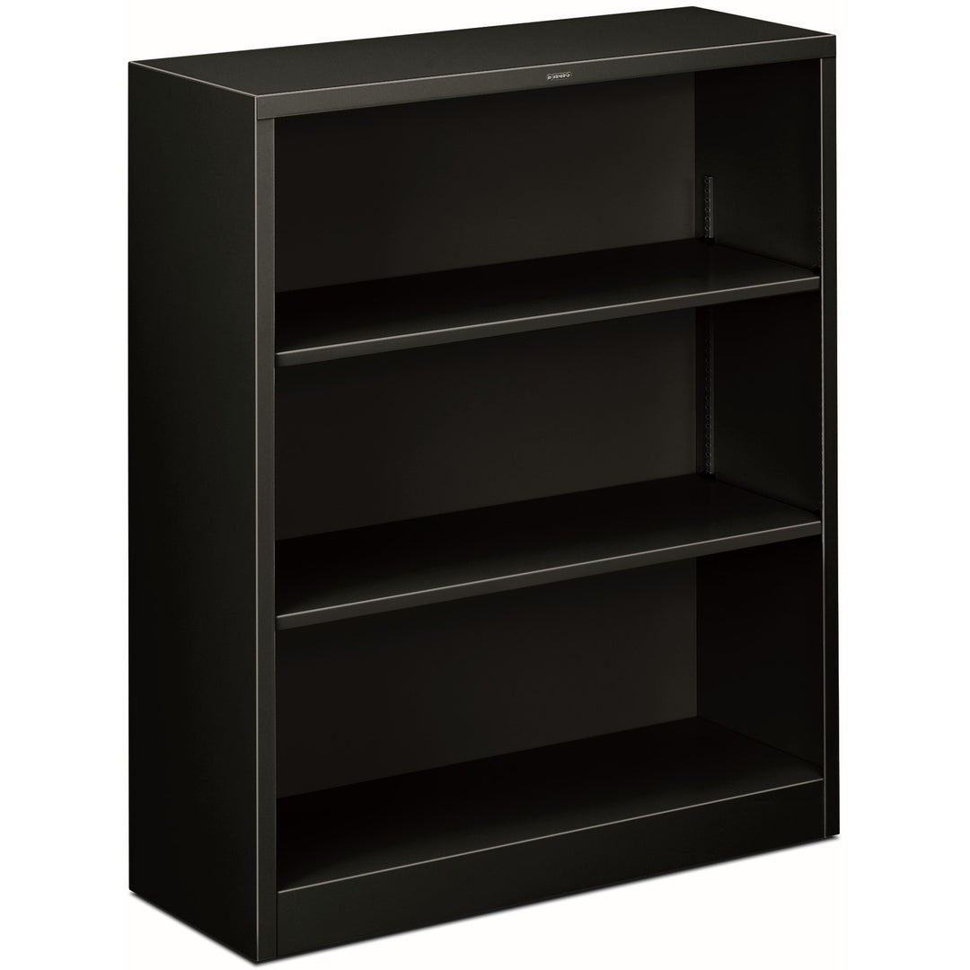 Image of HON® Metal Bookcase, Three-Shelf, 34.5w x 12.63d x 41h, Black