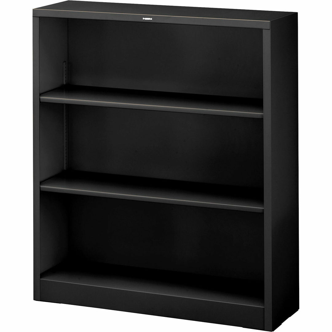 Image of HON® Metal Bookcase, Three-Shelf, 34.5w x 12.63d x 41h, Black