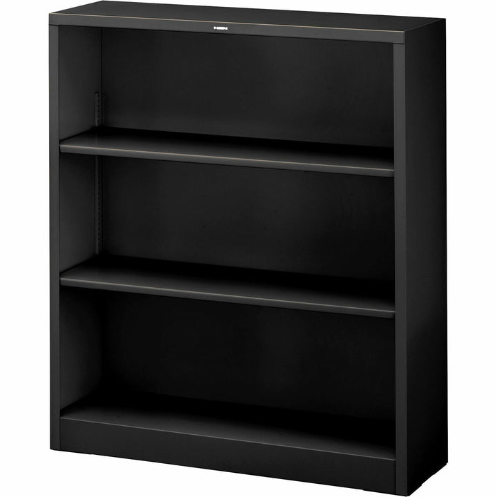 Image of HON® Metal Bookcase, Three-Shelf, 34.5w x 12.63d x 41h, Black