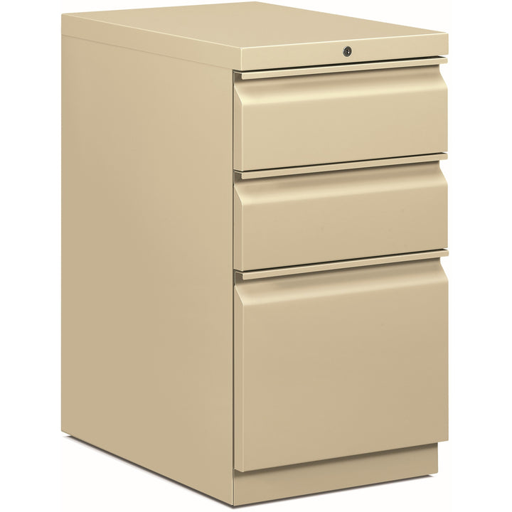 Image of HON® Brigade Mobile Pedestal With Pencil Tray Insert Left/right, 3-Drawers: Box/box/file, Letter, Putty, 15" X 22.88" X 28"