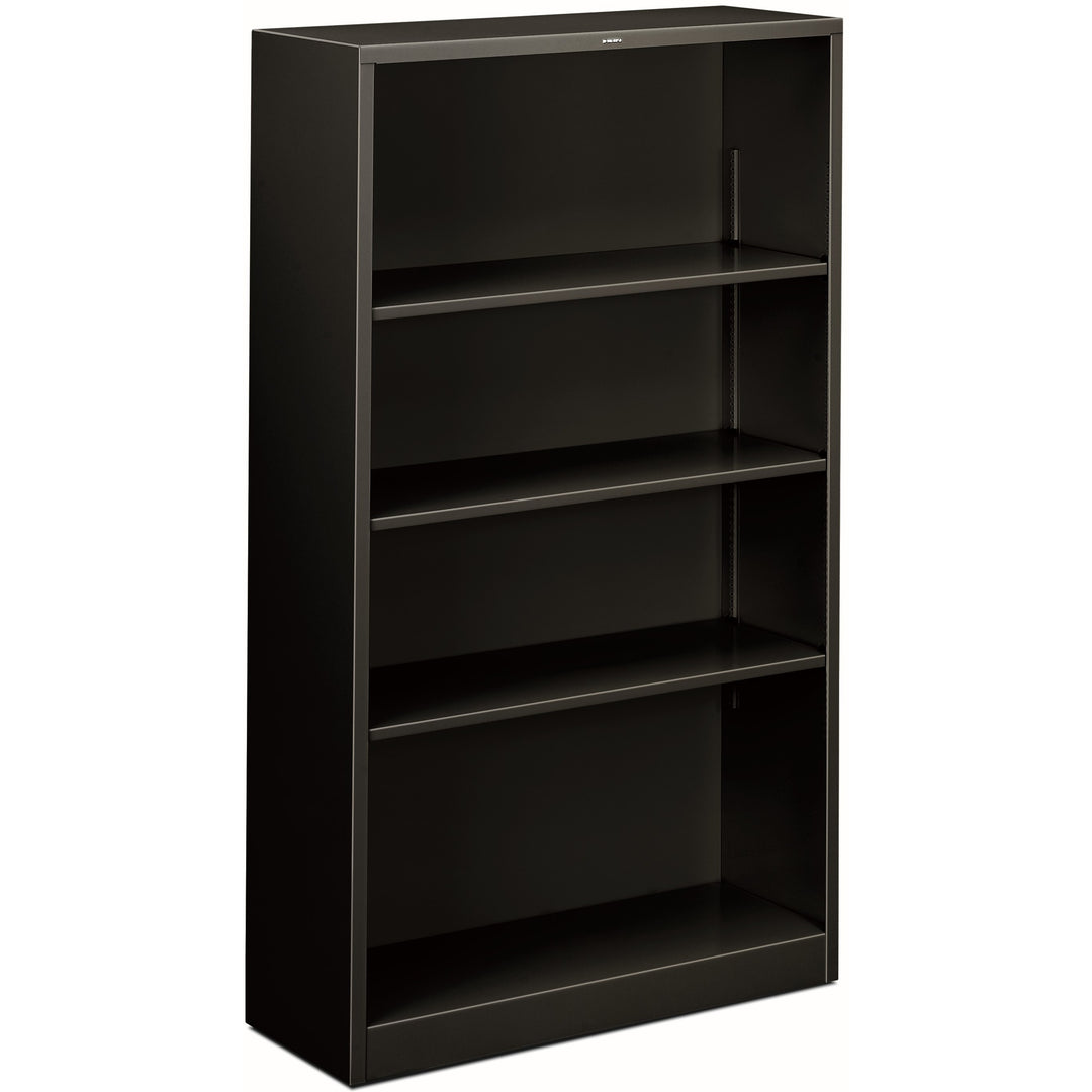 Image of HON® Metal Bookcase, Four-Shelf, 34.5w x 12.63d x 59h, Black
