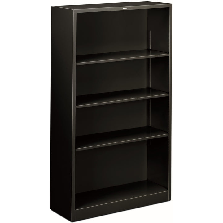 Image of HON® Metal Bookcase, Four-Shelf, 34.5w x 12.63d x 59h, Black
