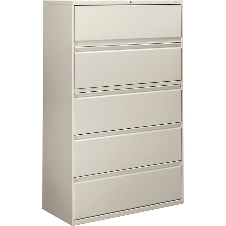Image of HON® 5-Drawer Lateral File, W/Lock, 42"x19-1/4"x67", Light Gray