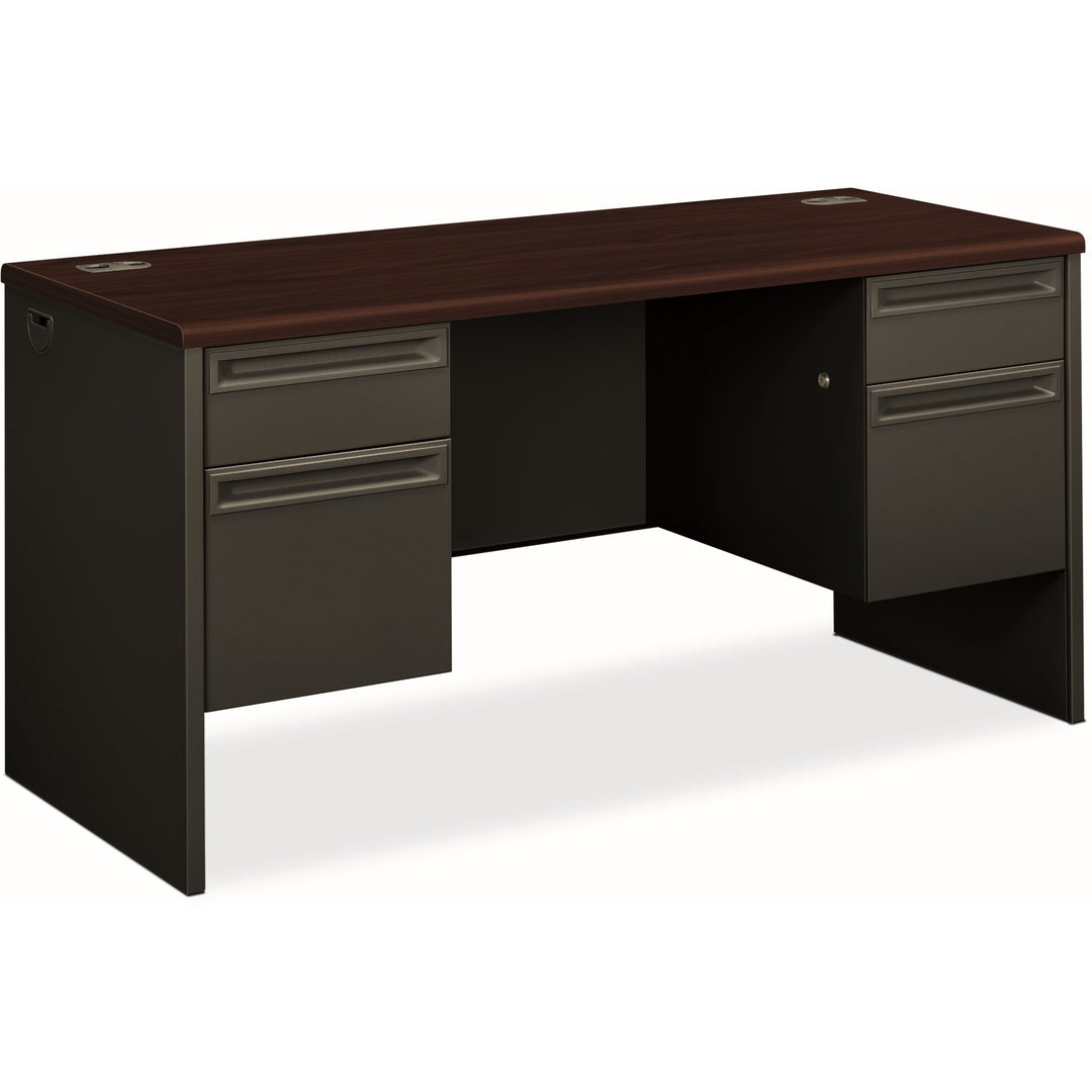 Image of HON® 38000 Series Kneespace Credenza, 60w X 24d X 29.5h, Mahogany/charcoal