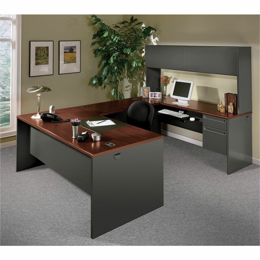 Image of HON® 38000 Series Kneespace Credenza, 60w X 24d X 29.5h, Mahogany/charcoal