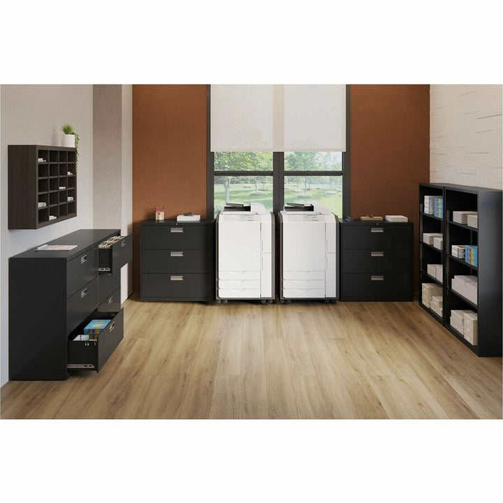 Image of HON® Brigade 600 Series Lateral File, 3 Legal/letter-Size File Drawers, Black, 36" X 18" X 39.13"