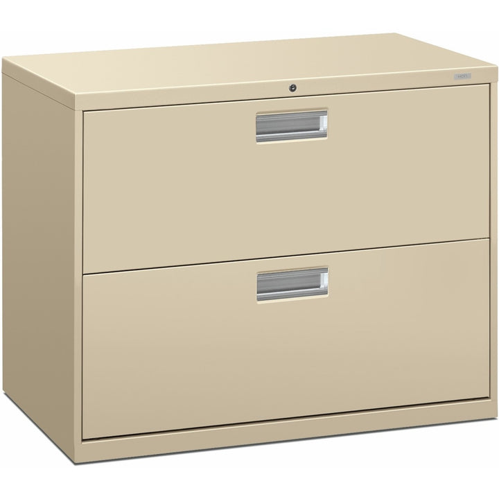 Image of HON® Brigade 600 Series Lateral File, 2 Legal/letter-Size File Drawers, Putty, 36" X 18" X 28"