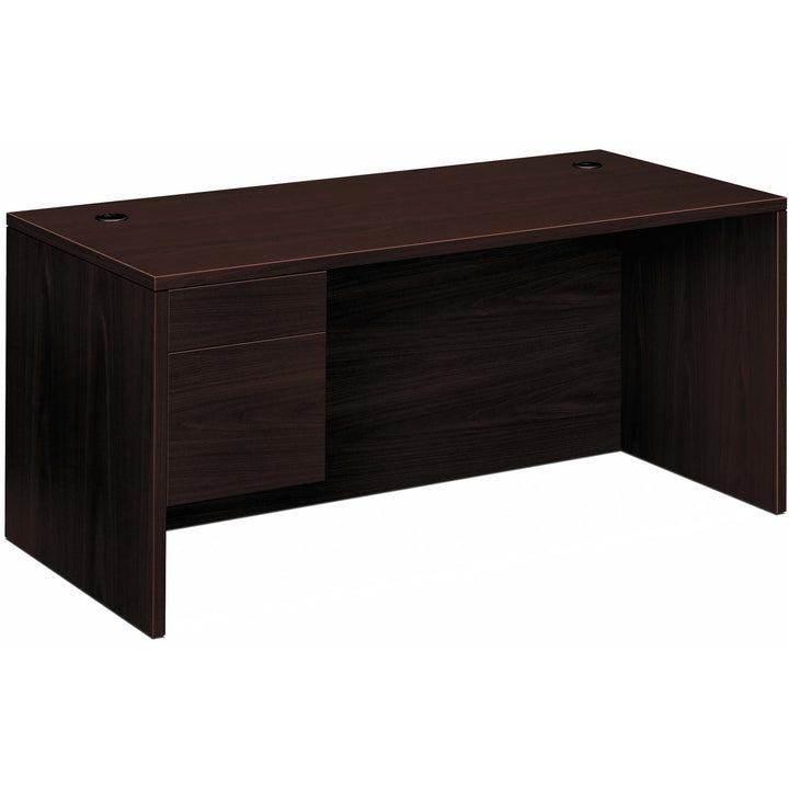 Image of HON® Left Pedestal Desk, 66"Wx30"Dx29-1/2"H, Mahogany