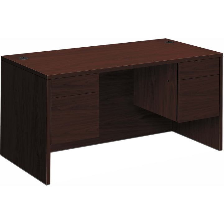 Image of HON® 10500 Series Double 3/4-Height Pedestal Desk, Left and Right: Box/File, 60" x 30" x 29.5", Mahogany