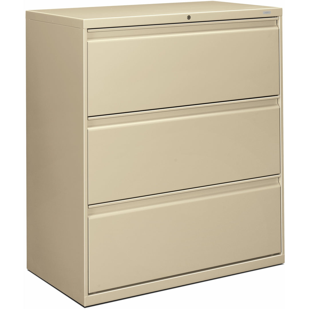 Image of HON® 3-Drawer Lateral File W/Lock, 36"x19-1/4"x40-7/8", Putty