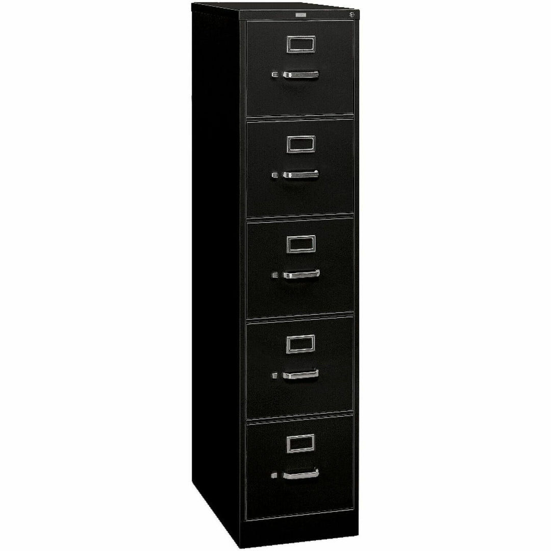 Image of HON® 310 Series Vertical File, 5 Letter-Size File Drawers, Black, 15" X 26.5" X 60"