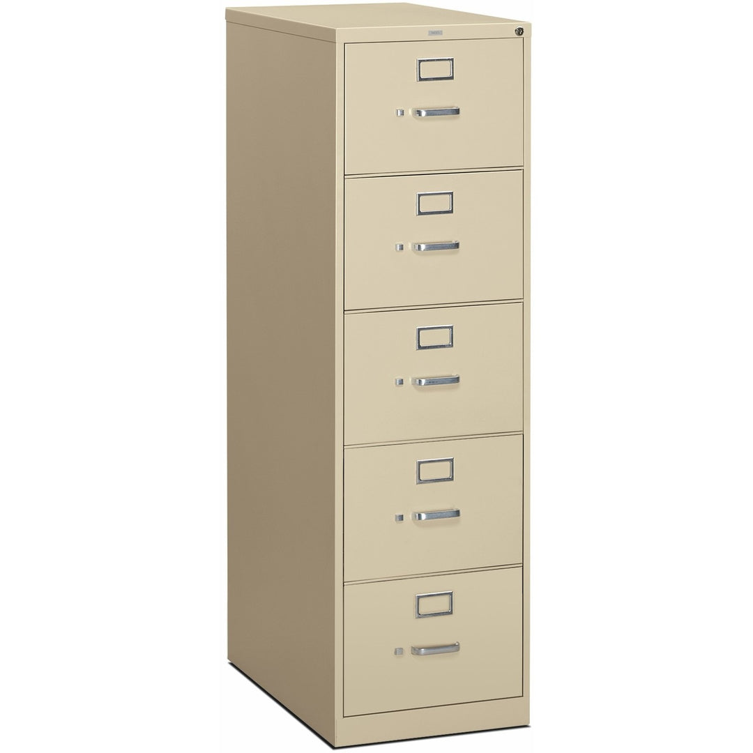 Image of HON® 310 Series Vertical File, 5 Legal-Size File Drawers, Putty, 18.25" X 26.5" X 60"