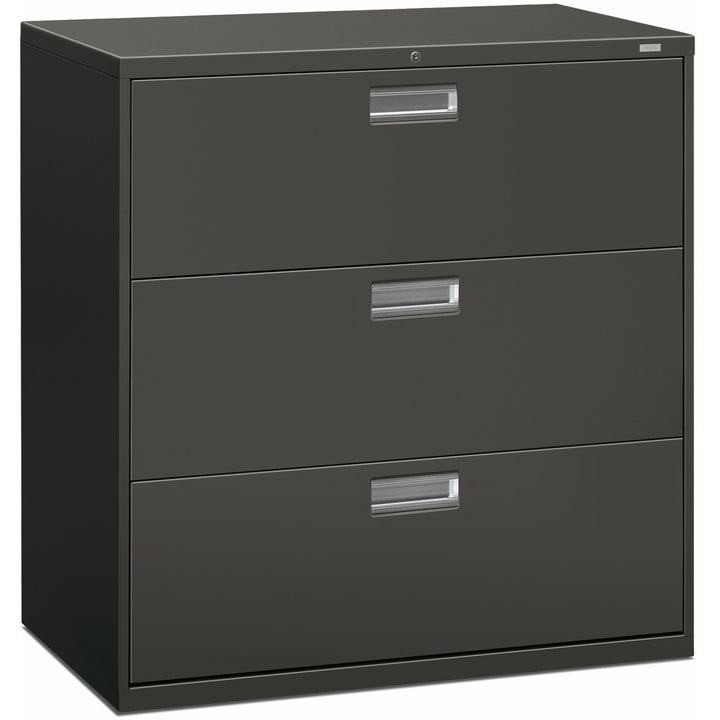 Image of HON® Brigade 600 Series Lateral File, 3 Legal/letter-Size File Drawers, Charcoal, 42" X 18" X 39.13"