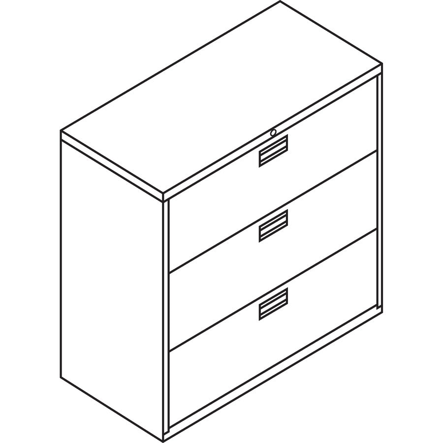 Image of HON® Brigade 600 Series Lateral File, 3 Legal/letter-Size File Drawers, Charcoal, 42" X 18" X 39.13"