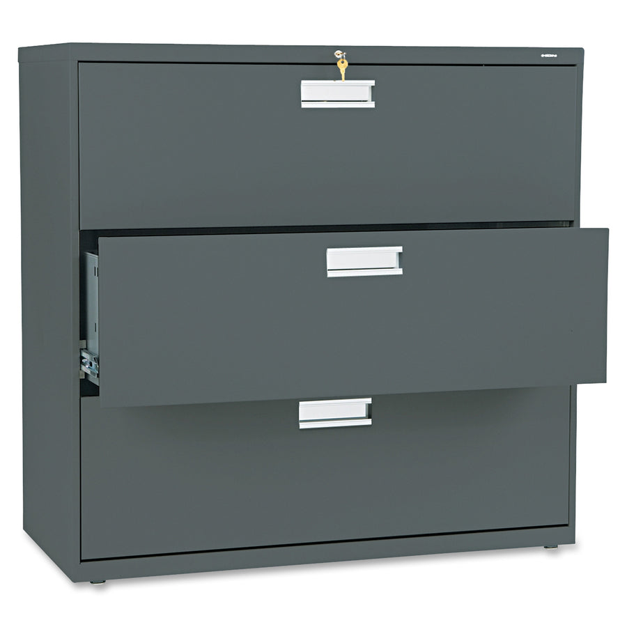 Image of HON® Brigade 600 Series Lateral File, 3 Legal/letter-Size File Drawers, Charcoal, 42" X 18" X 39.13"