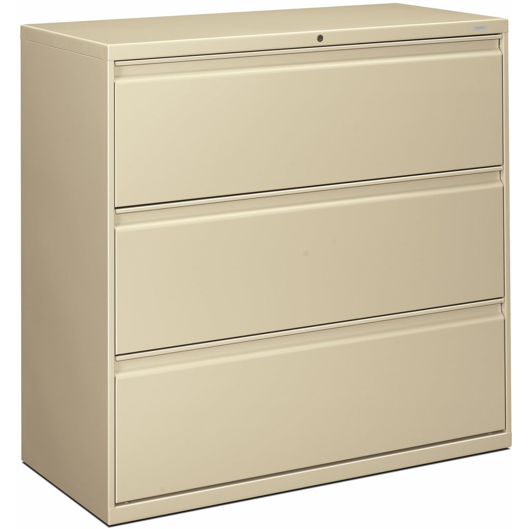 Image of HON® 3-Drawer Lateral File, W/Lock, 42"x19-1/4"x40-7/8", Putty