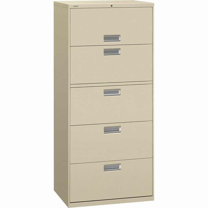 Image of HON® Lateral File, 5 Drawer, w/Lock, 30"x18"x64-1/4", Putty
