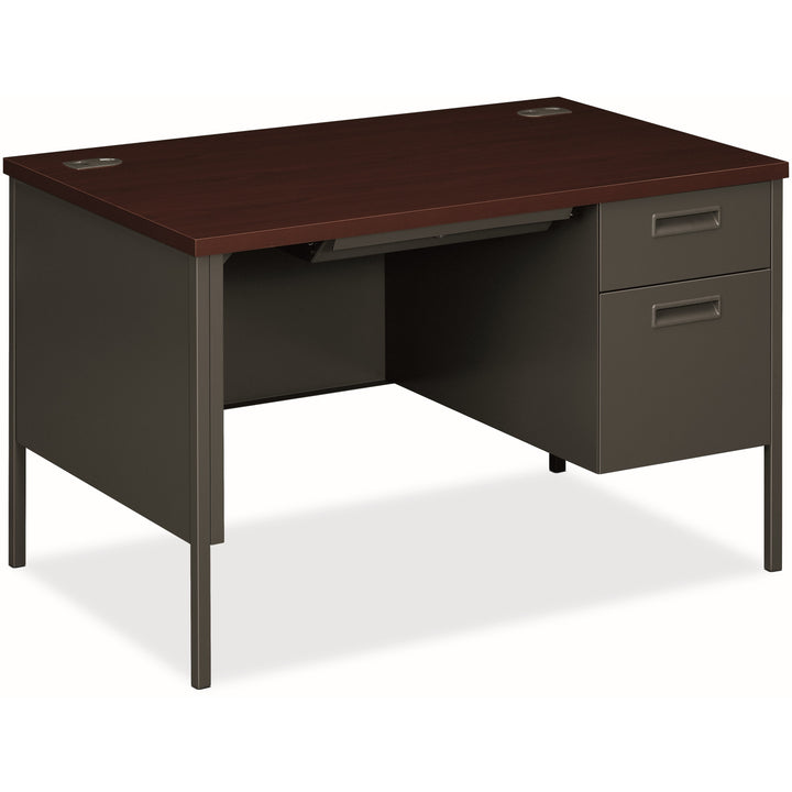 Image of HON® Metro Classic Series Right Pedestal Desk, 48" X 30" X 29.5", Mahogany/charcoal