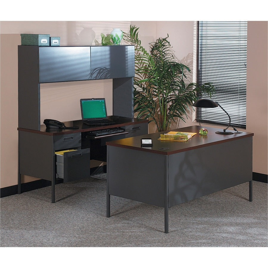 Image of HON® Metro Classic Series Right Pedestal Desk, 48" X 30" X 29.5", Mahogany/charcoal
