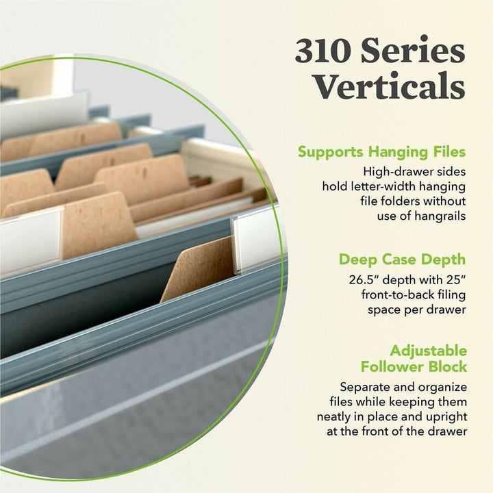 Image of HON® 310 Series Vertical File, 4 Letter-Size File Drawers, Light Gray, 15" X 26.5" X 52"