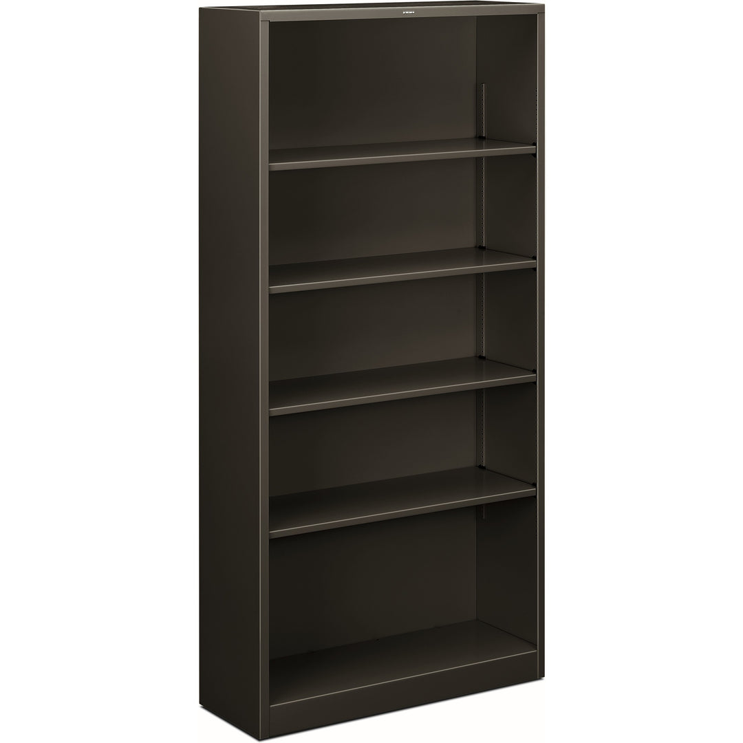 Image of HON® Metal Bookcase, Five-Shelf, 34.5w x 12.63d x 71h, Charcoal